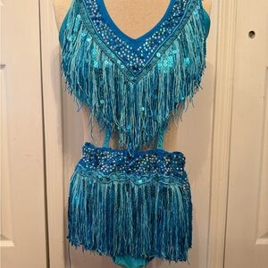 Glamour Costumes Vibrant Blue Fringe Dance Costume, Adult Small